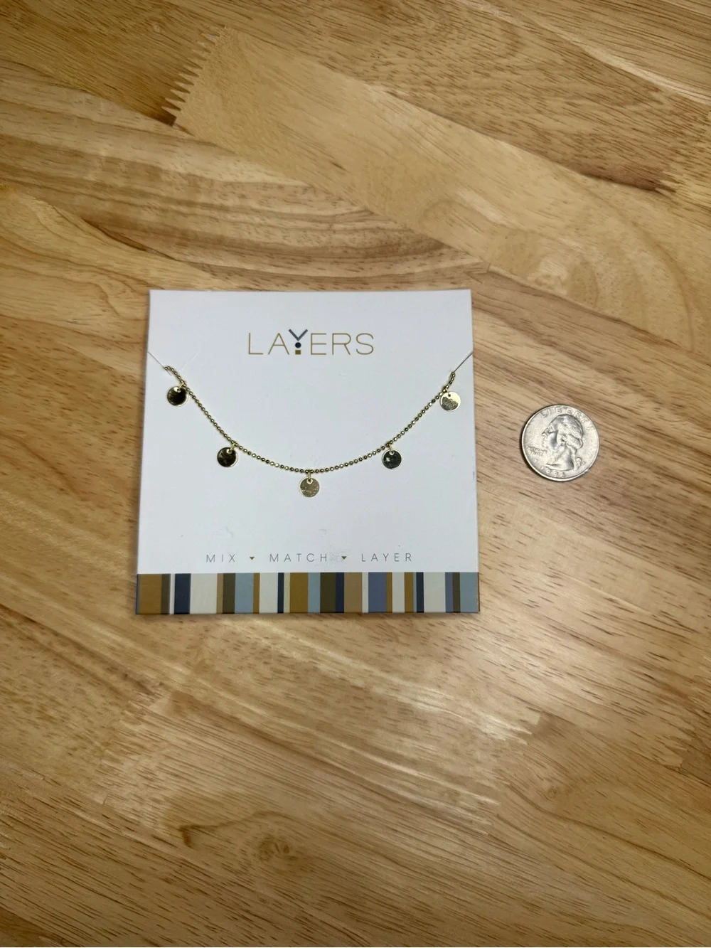 Layers Gold Disc Charm Necklace NWT
